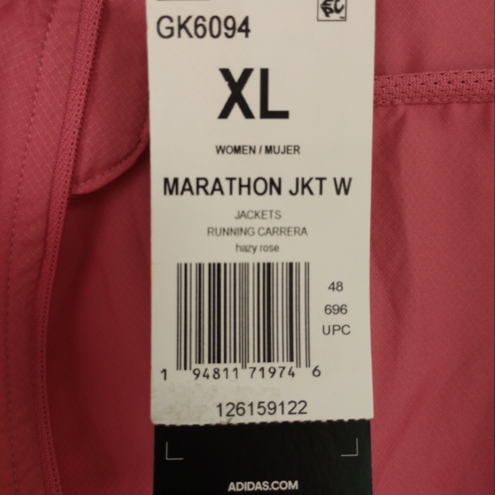 Adidas Marathon Running Jacket Hazy Rose Water Repellent Reflective Size XL - Picture 6 of 16